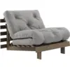 Image de Canapé-lit en pin carob brown et tissu gris 90 x 200 cm Roots - Karup Design