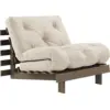 Image de Canapé-lit en pin carob brown et tissu beige 90 x 200 cm Roots - Karup Design