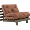 Image de Canapé-lit en pin carob brown et tissu argile 90 x 200 cm Roots - Karup Design