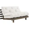 Image de Canapé-lit en pin carob brown et tissu naturel 140 x 200 cm Roots - Karup Design