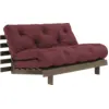 Image de Canapé-lit en pin carob brown et tissu bordeaux 140 x 200 cm Roots - Karup Design