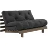 Image de Canapé-lit en pin carob brown et tissu gris foncé 140 x 200 cm Roots - Karup Design