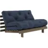 Image de Canapé-lit en pin carob brown et tissu navy 140 x 200 cm Roots - Karup Design