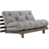 Image de Canapé-lit en pin carob brown et tissu gris 140 x 200 cm Roots - Karup Design