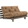 Image de Canapé-lit en pin carob brown et tissu mocca 140 x 200 cm Roots - Karup Design