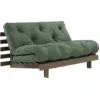 Image de Canapé-lit en pin carob brown et tissu vert olive 140 x 200 cm Roots - Karup Design