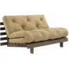 Image de Canapé-lit en pin carob brown et tissu beige blé 140 x 200 cm Roots - Karup Design