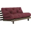 Image de Canapé-lit en pin carob brown et tissu bordeaux 160 x 200 cm Roots - Karup Design