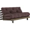 Image de Canapé-lit en pin carob brown et tissu marron 160 x 200 cm Roots - Karup Design