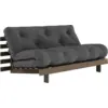 Image de Canapé-lit en pin carob brown et tissu gris foncé 160 x 200 cm Roots - Karup Design