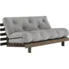 Image de Canapé-lit en pin carob brown et tissu gris 160 x 200 cm Roots - Karup Design