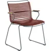 Image de Chaise en métal et plastique rouge Paprika avec accoudoirs CLICK - Houe