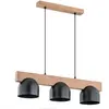 Image de Suspension scandinave triple noir E27 bois Alfa GROS
