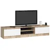 Image de Akord Meuble TV moderne - Blanc et chêne