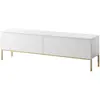 Image de SELSEY - Meuble TV debout BEMMI - 150 cm - blanc avec pieds dorés