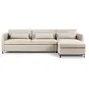 Image de Canapé d'angle droit convertible avec coffre de rangement "Yanis" 5 places en tissu structurel beige
