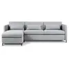 Image de Canapé d'angle gauche convertible avec coffre de rangement "Yanis" 4 places en tissu structurel gris clair