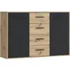 Image de Buffet PILVI - Style contemporain - Particules mélaminé - Décor Chene et noir - 2 portes...
