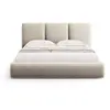 Image de Lit coffre avec tête de lit "Nicolas" 140x200cm en velours beige clair