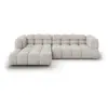 Image de Canapé d'angle gauche modulable "Sky" 4 places en velours beige clair