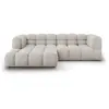 Image de Canapé d'angle gauche modulable "Sky" 3 places en velours beige clair