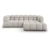 Image de Canapé d'angle droit modulable "Sky" 3 places en velours beige clair