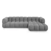 Image de Canapé d'angle droit modulable "Sky" 4 places en velours gris clair