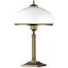 Image de Lampe de table rétro laiton patiné, verre blanc, 2xE14