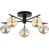 Image de Plafonnier Prato Jupiter noir 5xG9 globes verre ambre