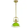 Image de Suspension industrielle laiton verre vert E27 Jupiter