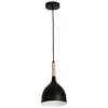 Image de Suspension noire métal/bois Noak Wood Ø17 E27 Luminex