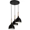 Image de Suspension noire mat bois Noak 3 abat-jours E27 Luminex