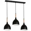 Image de Suspension Luminex Noak bois noir barre 3xE27 72cm