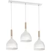 Image de Suspension barre blanche bois table 3xE27 Noak Luminex