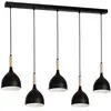 Image de Suspension noire bois 5 lumières barre 122cm Luminex