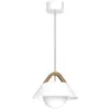 Image de Suspension décorative blanche avec détail bois, 1xE27, 15W, style moderne scandinave