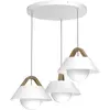 Image de Suspension décorative blanche en bois 3xE27 15W Funda Luminex