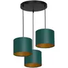 Image de Suspension ronde noire 3 abat-jour verts or Arden E27