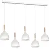 Image de Suspension blanche bois Noak 5xE27 barre 122cm Luminex