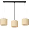 Image de Suspension rattan 3 abat-jour crème barre noire 75cm E27