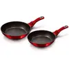 Image de Set de Poêles à Frire Induction 22 - 26cm Aluminium Antiadhésif Marbre sans PFOA Burgundy B