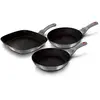 Image de Set de 2 Poêles à Frire 1 Grill Induction 20-24-28cm Aluminium, Antiadhésif Moonlight Berli