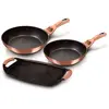 Image de Set de Poêles à Frire Induction 22- 26cm, Plaque à griller Aluminium Antiadhésif Rose Gold