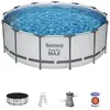 Image de Kit Piscine hors sol tubulaire BESTWAY - Steel Pro Max  - 396 x 122 cm - Ronde (Inclus pompe, echelle, bache et cartouche)