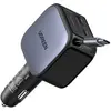 Image de Chargeur de Voiture avec Câble Rétractable Ugreen 60W 2xUSB-C et 1xUSB-A Gris