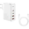 Image de Chargeur rapide Baseus GaN2 Pro 100W 2USB-C+2USB-A blanc avec câble USB-C de 1M