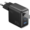 Image de Iniu Chargeur Secteur GaN 70W 2 Ports USB-C PD / USB-A et Prise Pliable Noir