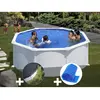 Image de Kit piscine acier blanc Gré Atlantis ronde 3,70 x 1,32 m + Bâche hiver + Bâche à bulles