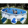Image de Kit piscine acier blanc Gré Bora Bora ovale 6,34 x 3,99 x 1,22 m + Bâche hiver + Bâche à bulles + Tapis de sol