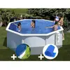 Image de Kit piscine acier blanc Gré Bora Bora ronde 3,20 x 1,22 m + Bâche hiver + Bâche à bulles